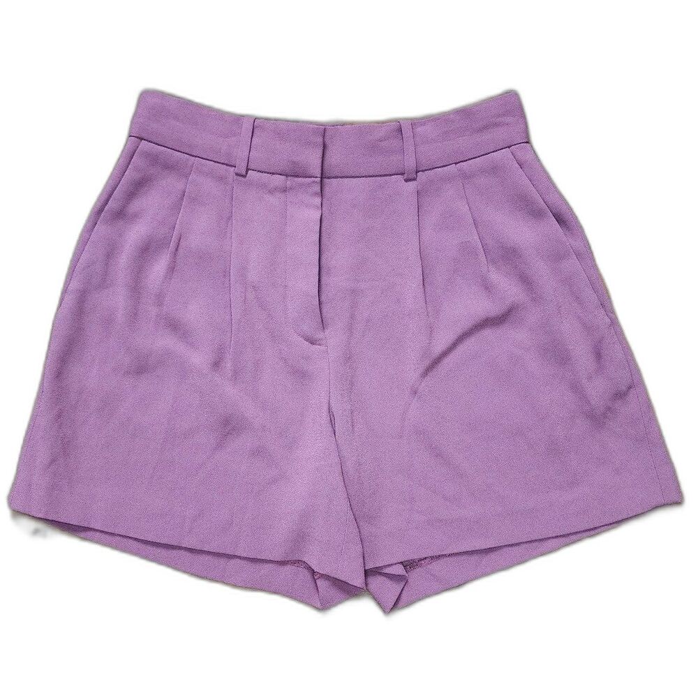 Babaton Atelier Pleated Mid-thigh Shorts High-waisted in Maroon - Size 2